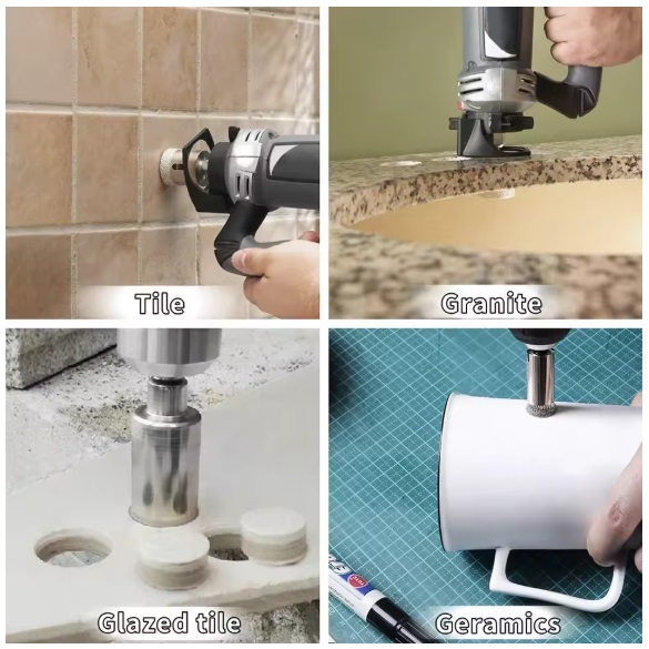  000078 -  Gatenzaag set met 10 stuks diamant-gecoate gatenboren voor gaten tussen 3mm tot 50mm