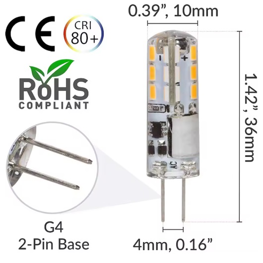  000090 -  G4 LED lampen - set met 5 stuks 12V 3W - Warm wit licht - alternatief voor G4 halogeen - LED G4 lampen 12V - G4 LED steeklampen