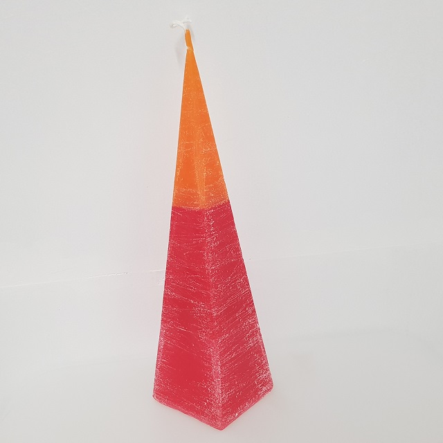 Bougie pyramide, bicolore, 22 cm de haut 