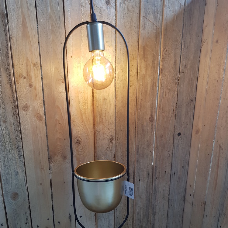 Hanglamp ovaal Martijn 16x15x60 cm metaal zwart/go...