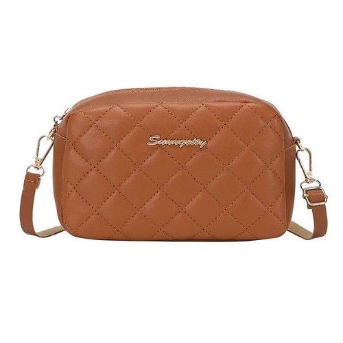  5504 Dames Schoudertas - Kleine Crossbody Tas - Trendy Messenger Bag - Quilted Design - Verstelbare Schouderband - Bruin 